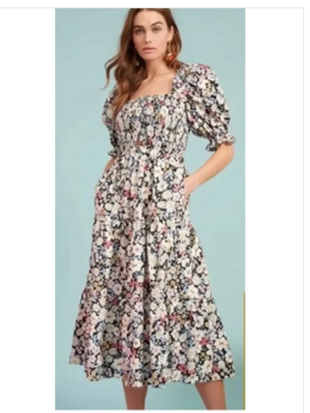 Rachel Parcell Dress Floral Tiered Midi XL